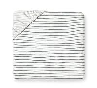 MakeMake Organics Organic Twin Fitted Sheet Set GOTS Certified Organic Cotton Fitted Sheet with Pillowcase Ultra Soft Non Toxic Breathable Hypoallergenic Blue Stripes Neutral (Twin, Stripes Navy)