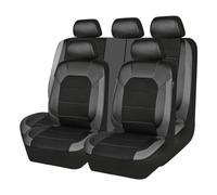 MaKeMoney 9 Pcs Car Seat Covers Full Set For B-MW X5 E53 2004 2005 2006 2007 2008 2009 2010 2011 2012 2013 2014 2015, Leather Breathable Seat Covers Full Set Seat Protector Accessories, B/Black Gray
