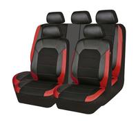 MaKeMoney 9 Pcs Car Seat Covers Full Set For Renault-Clio III/Renault-Clio 2000-2018 2019 2020 2021 2022 2023 2024, Leather Breathable Seat Covers Full Set Seat Protector Accessories, E/Black Red