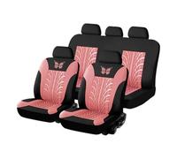 MaKeMoney Car Seat Covers For Dacia Sandero Stepway 3.GEN 2.Gen 2012-2016 2017 2018 2019 2020-2025, 9 Pcs Leather Non-Slip Waterproof Seat Protector Interior Accessories, F/Pink