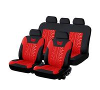 MaKeMoney Car Seat Covers For Suzuki Swift 2005-2024, 9 Pcs Leather Non-Slip Waterproof Seat Protector Interior Accessories, B/Red
