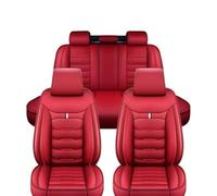 MaKeMoney Leather Car Seat Covers For Jeep Compass 2018 2019 2020 2021 2022 2023 2024, Full Set Breathable Front and Rear Seat Covers Protectors,C/Red