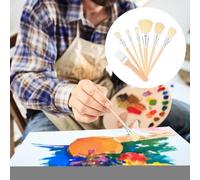 Makemop Brush Set - Acrylic Painting Brushes for Artists | 7 PCS Mop Brushes with Soft Bristles Perfect for Acrylic, Oil, Watercolor Painting, Gilding, Blending, Texture, Strokes