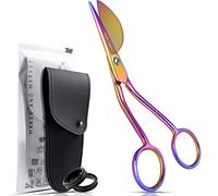 MAKER AND MARKET Applique Pelican Duckbill Blade 5.8 Inch - Double Bent Curved Offset Handle Scissors with Pouch Sleeve for Embroidery, Fabric, Thread, Knitting, Sewing, Arts & Craft (Rainbow)