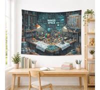 Maker Space Engineering Workshop Tech Punk Tapestry 48 * 36 Inch