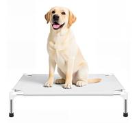 Makerfire Elevated Dog Bed, Indoor/Outdoor Raised Dog Cot for Medium Dogs, Detachable Pet Bed with Non-Slip Feet, Polyester Cotton (33'' L x 26'' W x 6.4" H)
