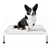 Makerfire Elevated Dog Bed, Indoor/Outdoor Raised Dog Cot for Small Dogs, Detachable Pet Bed with Non-Slip Feet, Polyester Cotton (26'' L x 19.5'' W x 6.4" H)