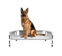 Makerfire Elevated Dog Bed, Raised Dog Sofa Bed for Medium Dogs, Detachable Cooling Indoor/Outdoor Pet Cot with Non-Slip Feet, Polyester Cotton (33''L x 20.5''W x 11.6''H)