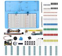 Makeronics 7 in 1 Blue Breadboard Holder Raspberry Pi 4 Holder + 1200 Breadboard+Electronics Fun Kit|Power Supply Module| Precision Potentiometer and More for Prototyping Circuit/Arduino/Raspberry Pi