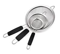 Makerstep Fine Mesh Strainer Set of 3, Stainless Steel 3.38", 5.5", 7.87" Strainers Wire Sieve Sifter with Insulated Handle Strainers for Kitchen Gadgets Tools
