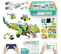 Makerzoid Robot Master Premium, STEM Coding Robot Kit, Kids Ages 6 7 8 9 10 11 12 13, 200 in1 Programmable Robotics Kit, 600 Pieces, 47 Video Courses, Free App