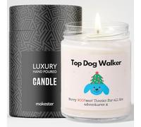 Makester Dog Walker Gifts Luxury Soy Wax Candle - Vanilla, Jasmine, Sugared Almond Scent