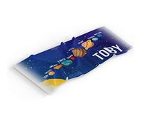 MakeThisMine Personalised Children’s Kids Educational Custom Name Beach Bath Towel - 50 x 100 cm - Planets Solar System