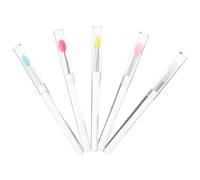 Makeup Applicator Brush Set Silicone round Head 5pcs for Lip Detail | Reusable Silicone Tool, Cap Protection for Travel Kits, Precise Placement for Highlighter and Lip Mask