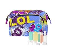 Makeup Bag 1970s Disco Retro Grunge Graffiti Lightweight Makeup Bag With Handle Cosmetic Bags For Purse for Cosmetic Storage, 1970S disco retro grunge graffiti4, 10.2" x 5.9" x 6.7", Art Deco