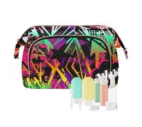 Makeup Bag 1970s Disco Retro Grunge Graffiti Waterproof Large Capacity Travel Makeup Period Bag for Card Cases Money Organizers, 1970S disco retro grunge graffiti38, 10.2" x 5.9" x 6.7", Art Deco
