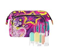 Makeup Bag 1970s Disco Retro Grunge Graffiti Waterproof Travel Cosmetic Bag For Women Makeup Period Bag for Travel Kit, 1970S disco retro grunge graffiti9, 10.2" x 5.9" x 6.7", Art Deco