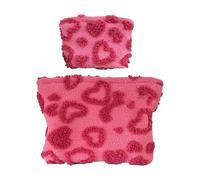 Makeup Bag - 2 Pieces Cute Heart Plush Small Makeup Bag for Handbag - Waterproof with Zipper Bag Organizer for Women Girls College Gym School