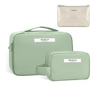 Makeup Bag, 2Pcs Travel Makeup Bag Large Cosmetic Bag Waterproof Makeup Organizer Bag for Women & Girls (Green)