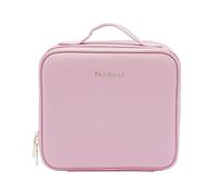 Makeup Bag 3 Color LED Adjustable Brightness Cosmetic Organizer Storage Makeup Case with Mirror Organiser Case with Adjustable Compartment Suitable for Storing Cosmetics and Make-Up Tools (Pink)