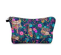 Makeup Bag 3D Travel Small Portable Cosmetic Organizer Pouch for Women Girls Zipper Waterproof Clutch Toiletry Storage Purse, Sloth Flowers,