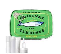 Makeup Bag - 6.1 x 4.33 x 1.77 Inch Travel Bag for Canned Sardines, Creative, Cute Canned Fish Design, Aesthetic Toiletry Bag, Storage Bag for Eyeshadow, Skin Care Products, Green, see description