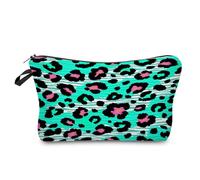 Makeup Bag Blue Leopard Print Printed Make Up Bag,Microfiber Cosmetic Bags,Toiletry Bags for Women,Personalized Small Make Up Bag,Travel Makeup Bag,Toiletry Bags,Coin Purse with Zipper 1 Piece
