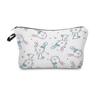 Makeup Bag Blue Rabbit Printed Make Up Bag,Microfiber Cosmetic Bags,Toiletry Bags for Women,Personalized Small Make Up Bag,Travel Makeup Bag,Toiletry Bags,Coin Purse with Zipper 1 Piece