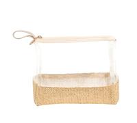 Makeup Bag, Boho Large Clear Travel Makeup Bag with Handle, Multifunctional Small Zipper Pouch for Sun Screen Skincare