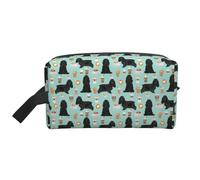 Makeup Bag,Cocker Spaniel With Coffees Black Cocker Spaniel Dog Travel Cosmetic Bag Toiletry Bag Portable Makeup Pouch Organizer