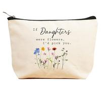 ZVMIS If Were Flowers,I'd Pick You-Thank You Gifts, Birthday New Year Thanksgiving Christmas Gifts for Women-Makeup Bag,Cosmetic Pouch,Travel Case, Beige, 9.5 ″ L x 7″H x 2.7″ W, 12-if Daughter Were