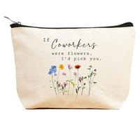 ZVMIS If Were Flowers,I'd Pick You-Thank You Gifts, Birthday New Year Thanksgiving Christmas Gifts for Women-Makeup Bag,Cosmetic Pouch,Travel Case, Beige, 9.5 ″ L x 7″H x 2.7″ W, 14-if Coworks Were