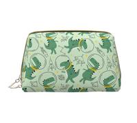 Makeup Bag, Cosmetic Bags Travel Toiletry Bag for Women, Cute Dinosaurs In Space Leather Large Capacity Makeup Bag Organizer, Water-Resistant Makeup Pouch Toiletry Bag for Women