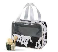 Makeup Bag - Cow Print Travel Organizer Pouch - Portable Large Capacity Makeup Case Travel Bag with Zipper for Toiletries, Skincare, Shampoo,