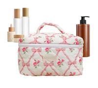 Makeup Bag Cute - T 25.5 x 17 x 17 cm Flower Makeup Bags | Large Capacity Floral Makeup Bag Quilted Bag Floral Makeup Bag | Multifunctional, Pink, Open cover, See description