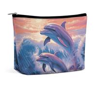 Makeup Bag Dolphins Art Printed Organizer Foldable Cosmetic Organizer Portable Travel Makeup Bag for Travel Business Trips