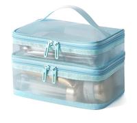 Makeup Bag Double Layer Large Capacity with Handle Cosmetic Pouch Portable Travel Organizer Versatile