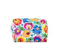 Makeup Bag Folk Pattern Cosmetic Bag Easy to Carry in Suitcase or Travel Bag, Quick Hand Wash, Poland Souvenir Gift, Lowicz White, Medium, Celina