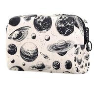 Makeup Bag for Purse Portable Cosmetic Bag Zipper Makeup Pouch Travel Toiletries Wash Bag for Women, Planets and Moons Around The Universe