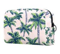 Makeup Bag for Purse Portable Cosmetic Bag Zipper Makeup Pouch Travel Toiletries Wash Bag for Women, Summer Tropical Palm Trees Pattern