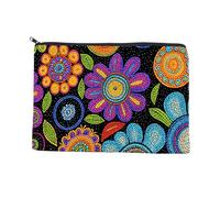 Makeup Bag for Travel, Large Capacity Canvas Cosmetic Pouch with Durable Zipper, Aesthetic Floral Pattern Storage Case for Toiletries, Stationery and Accessories, 24x17cm B