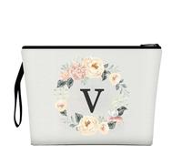 Makeup Bag for Women,A-Z 26 Letter Makeup Bag,Personalized Cosmetic Bag,Birthday Gifts for Women Mom,Gifts for Bride Bridesmaid Cosmetic Bag,A thank you gift for best friends(V)
