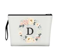 Makeup Bag for Women,A-Z 26 Letter Makeup Bag,Personalized Cosmetic Bag,Birthday Gifts for Women Mom,Gifts for Bride Bridesmaid Cosmetic Bag,A Thank You Gift for Best Friends(D)