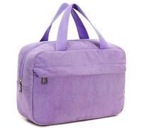 Makeup Bag for Women Cosmetic Bag Large Make Up Organizer Travel Toiletry Bags Waterproof Zipper Tote Pouch Purse for Girls, Corduroy-Purple, Waterproof Makeup Bag