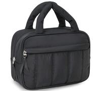 Makeup Bag for Women Cosmetic Bag Large Make Up Organizer Travel Toiletry Bags Waterproof Zipper Tote Pouch Purse for Girls, Z-Quilted Black, Waterproof Makeup Bag