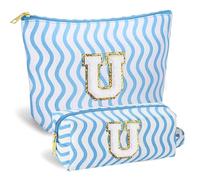 Makeup Bag for Women - Gifts for Teenage Girls Personalised Cosmetic Bags Birthday Gifts for Women Girlfriend Sister 11 12 13 14 15 16 Years Old Girl, Blue, U