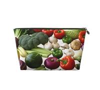 Makeup Bag for Women Introduction of Various Vegetables Travel Cosmetic Bag Large Capacity Portable Makeup Organizer Bags PU Leather Waterproof Toiletry Bag Cute Aesthetic Zipper Makeup Pouch, Gold,