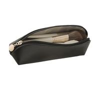 Makeup Bag for Women - Portable Cosmetic Zippered Pouch - Multi-Functional PU Travel Toiletry Bag Large Capacity Makeup Brushes Organizer for Camping, Elegant Black [Brush Bag], Refer to description