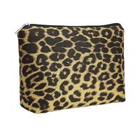 Makeup Bag For Women - Soft and Warm Material Cosmetic Bags Leopard Print Design Ladies Tote Bag,Women's Pencil Case Makeup Organizer with Zipper, Yellow, Classic