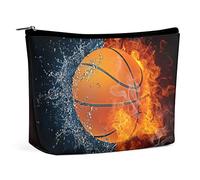 Makeup Bag Funny Magic Basketball Waterproof Cosmetic Bag for Purse PU Leather Makeup Pouch with Zipper,Travel Toiletry Bag for Women